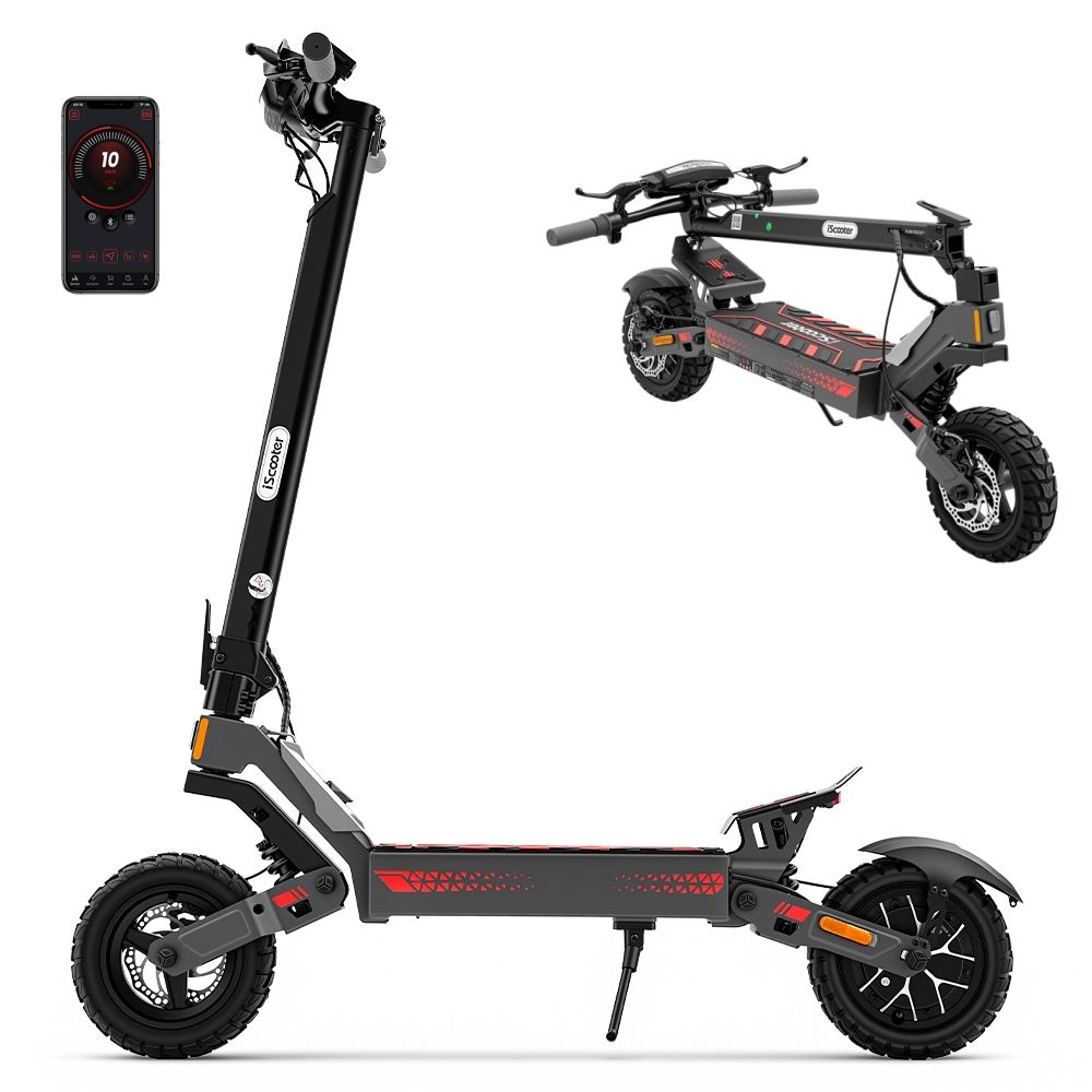 Trottinette électrique IF1-10''-4 vitesses-1200W-48V10Ah-Amortisseurs à bascule avant et arrière-150 kg-50 km – Image 4