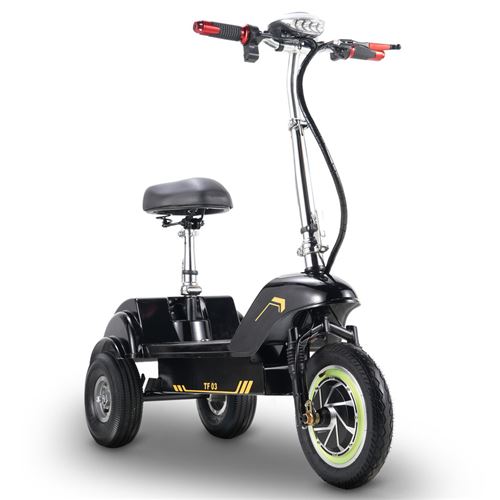 Trottinette Électrique Trois Roues Twofish TF03 Moteur 500W Batterie 48V15Ah Vitesse Max 28km/h Autonomie Max 30km Noir et Jaune – Image 4