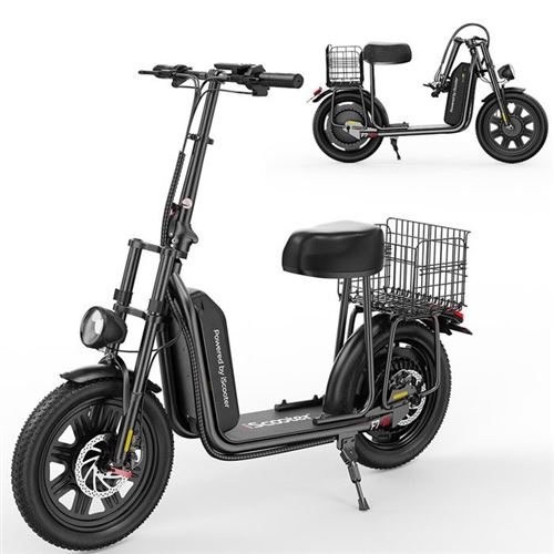 Trottinette électrique iScooter F7 avec siège-50 km-1000W-3 vitesses-45 km/h-48 V 10,4 Ah- Panier amovible-Modèles tout-terrain et urbains – Image 4