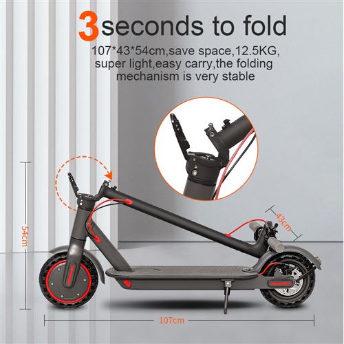 Trottinette électrique pliable Tuya 365GO Pneu 8,5 pouces Vitesse maximum 25Km/h Noir – Image 3