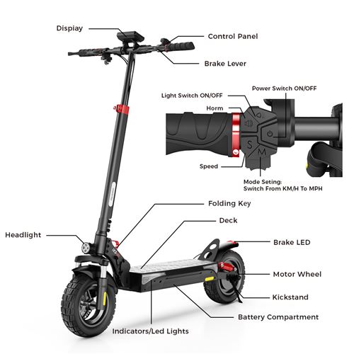 Trottinette électrique pliable iScooter iX3,pneus de 10 pouces,moteur de 800W,batterie de 10Ah – Image 3