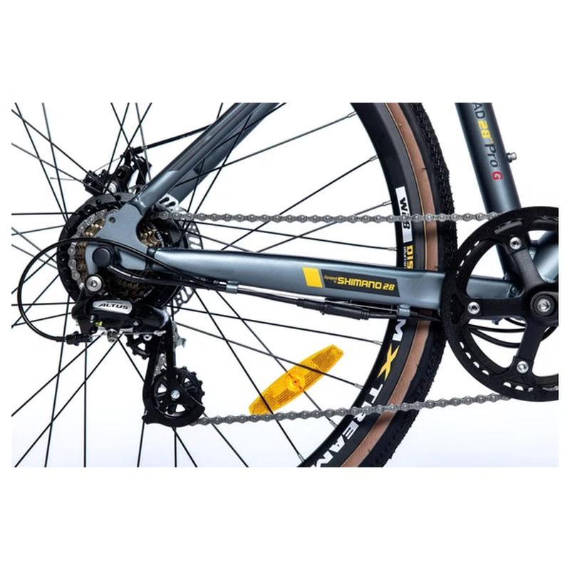 Moma Bikes E-GRAVEL 28PRO, Equipped Full Shimano, 8 vitesses , Freins à disques TEKTRO, Bat Ion Lithium intégrée et amovible de 36V 10Ah – Image 4